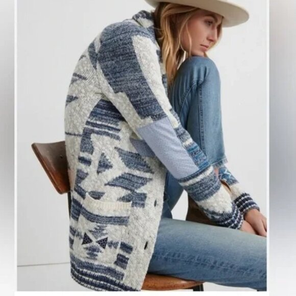 Lucky Brand | Jacquard Patch Cardigan - Picture 3 of 10